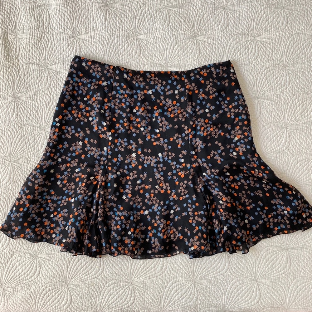 Chloé Silk Black Floral Skirt